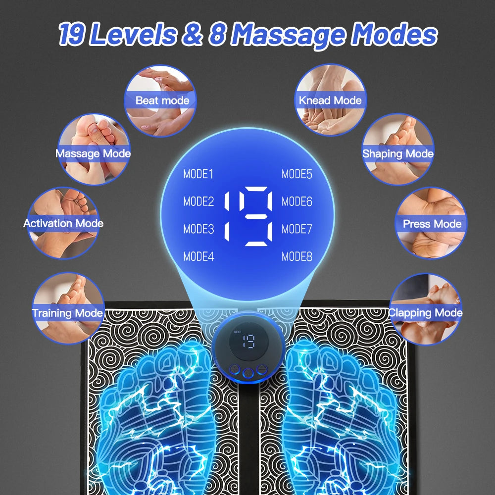 Electric EMS Foot Massager Pad Feet Massage Mat Muscle Stimulation