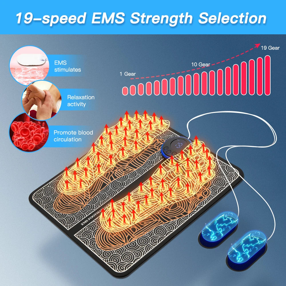 Electric EMS Foot Massager Pad Feet Massage Mat Muscle Stimulation